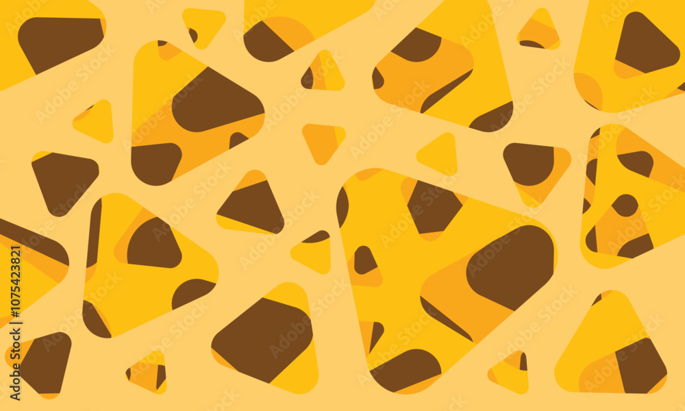 Poster seamless vector pattern, with colorful rounded triangles on abstract background.