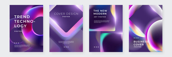 Set of Four Colorful Abstract Geometric Poster Designs