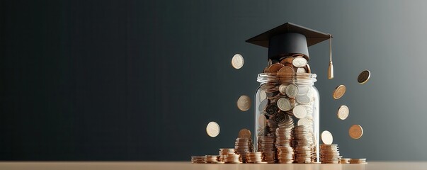 Maximize your savings stacked coins representing graduation expenses and educational costs