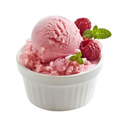 [Transparent Background PNG]Raspberry Ice Cream in White Bowl