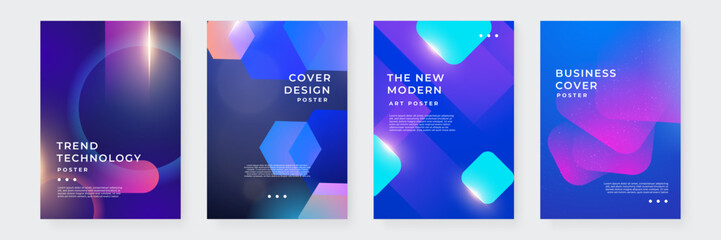 Set of Four Modern Abstract Gradient Poster Designs. A Collection of Four Abstract Posters. Perfect for Creative Projects, Digital Art, or Modern Decor.