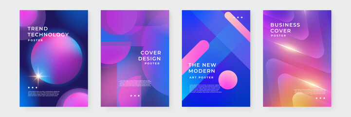 Modern Abstract Poster Set With Vibrant Gradient Designs