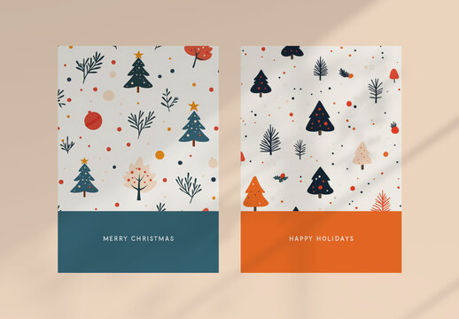 Festive Cards With Christmas Pattern, Generative ai