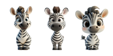 Obraz premium Cute Cartoon Zebras in Playful Poses