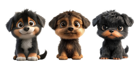 Fototapeta premium Cute Cartoon Dogs in Adorable Poses