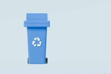 3D Recycle Bin Icon. Minimal Cartoon Waste trash bin, Garbage container, Recycling bin icon. Emphasizing sustainability and eco-friendliness concept. Climate change nature junk concept. 3d render.