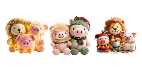 Obraz premium Cozy Holiday Plush Toys with Lights and Cheer