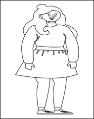 Model of a beautiful tall bunny girl Coloring Page For Kids.