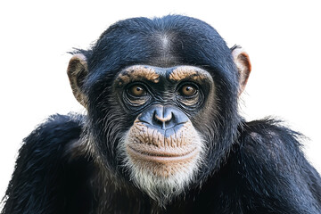 Fototapeta premium Close-up Portrait of a Curious Chimpanzee isolated on a transparent background