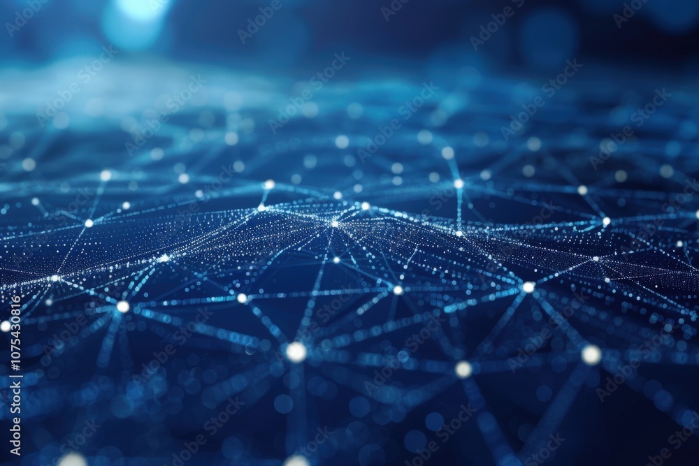 Poster abstract digital network with glowing nodes and lines