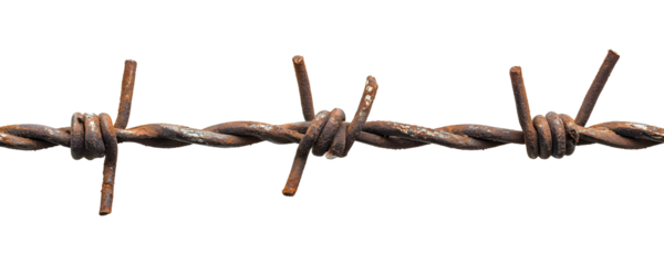 Barbed wire on a transparent background. isolated background.