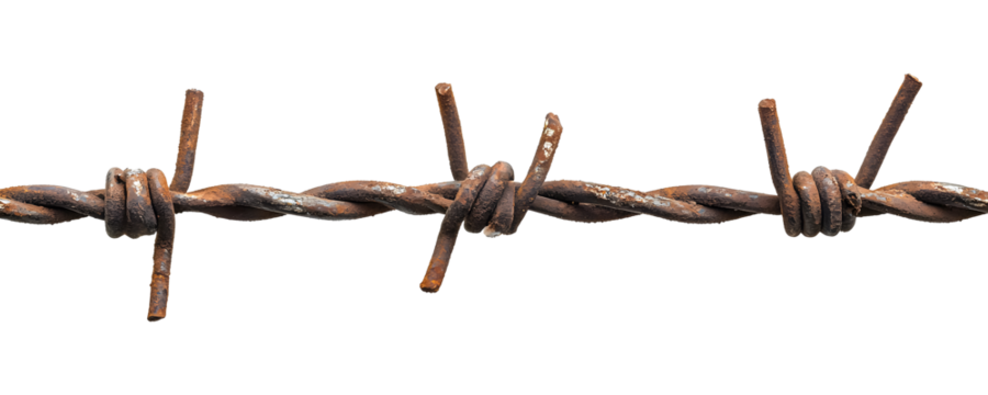 Barbed wire on a transparent background. isolated background.