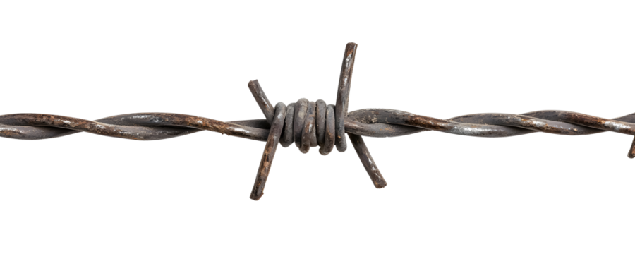 Barbed wire on a transparent background. isolated background.