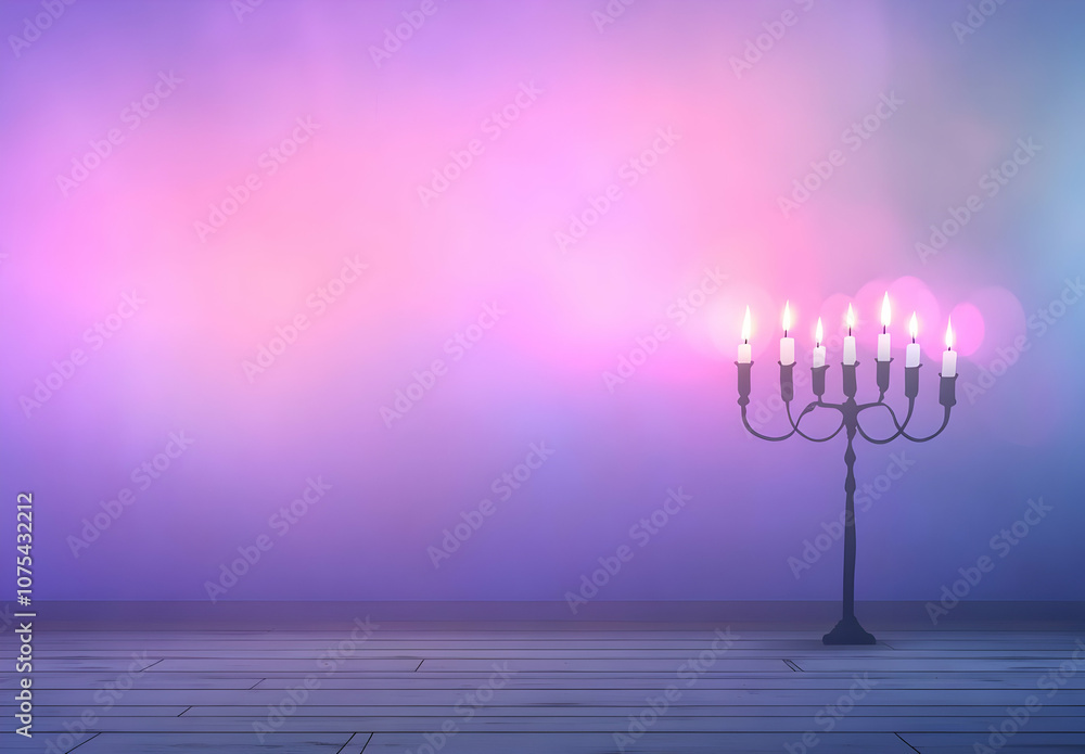 Poster a serene backdrop featuring a candelabra against a softly colored gradient background.