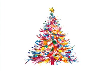 Boldly Colored Christmas Tree Illustration