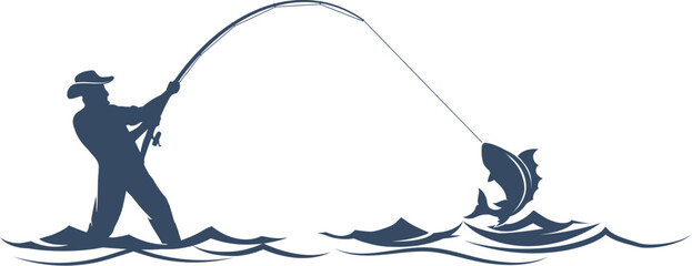 Fisherman silhouette illustration
