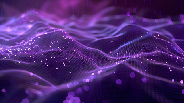 illuminated purple mesh representing complex interconnected data flows in cyberspace. generative ai