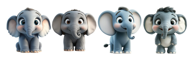 Obraz premium Cute Cartoon Elephants for Kids' Designs