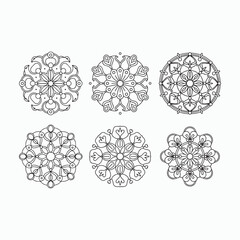 kids Mandala Coloring Book page,  wall art, tile design, kdp Book Interior, tattoo design and vector floral mandala line art set