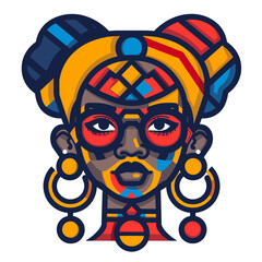 Portrait of a young African-American woman in glasses. Vector illustration