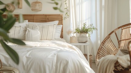 Beautiful Colored Mockup Bedroom Interior Blank Poster Decoration Art Background Image, generative AI