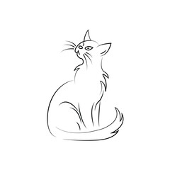 Simple silhouette cute cat drawing