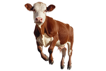 A Curious Brown and White Cow isolated on a transparent background