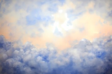 Obraz premium Beautiful and Serene Cloudy Sky with Soft Hues of Blue and Orange, Perfect for Background, Print Design, or Artistic Projects Featuring Nature's Tranquility