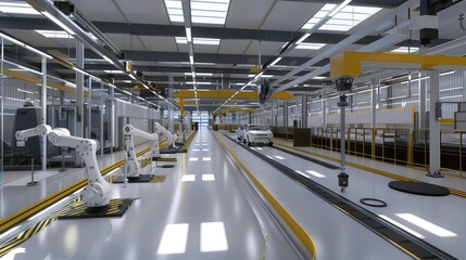Obraz premium Robotic assembly line seamlessly piecing together components for advanced aerospace technology.
