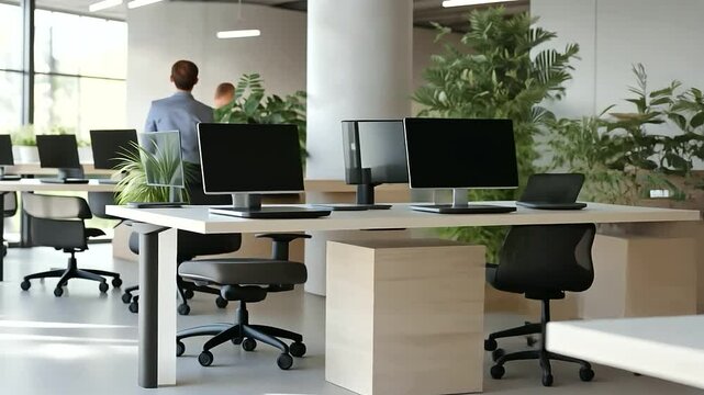 Inclusive Workplace with Adaptive Desks and Wheelchair Accessible Workstations