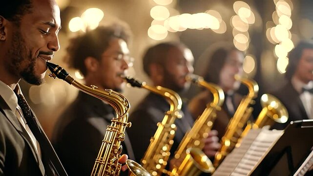 Jazz Band Improvising in Late Night Jam Session