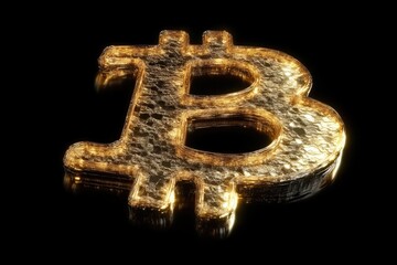 Golden Bitcoin Symbol Representing Digital Wealth