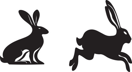 Hares silhouette vector style with white background