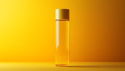 Bright yellow tube bottle on matching yellow background