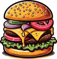 Burger hamburger cheeseburger vector