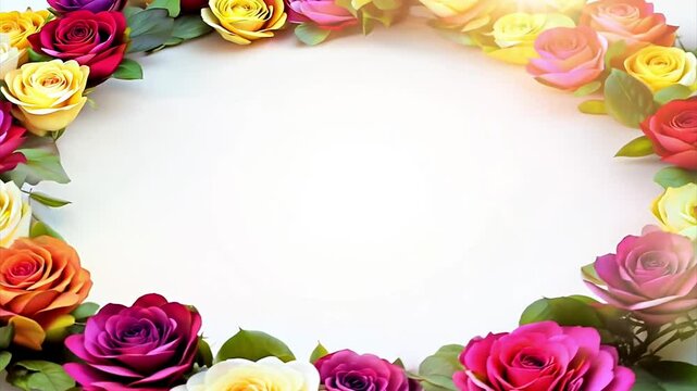 Colorful flowers blossom with vibrant frame against a soft background in a vibrant spring display.