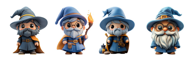 Cute Fantasy Wizards in Colorful Outfits