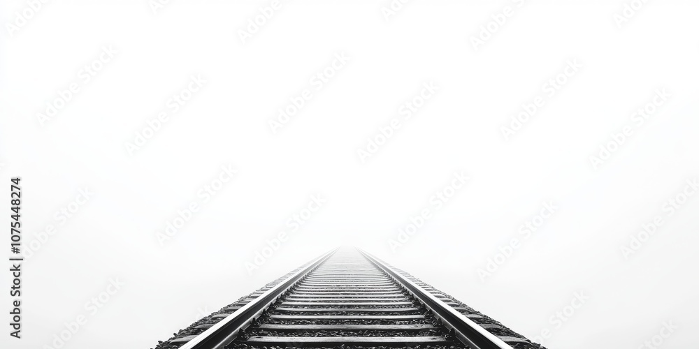 Poster a captivating view of winding railway tracks vanishing into a fog symbolizes the profound journey of