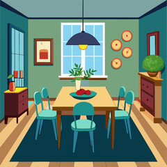 Dining room with a wooden table and chairs