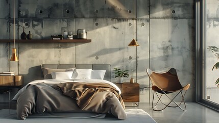 Beautiful Colored Mockup Bedroom Interior Blank Poster Decoration Art Background Image, generative AI