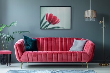 Minimalistic composition of sitting room interior
