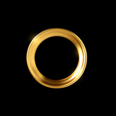 Golden round frame. 3d icon.