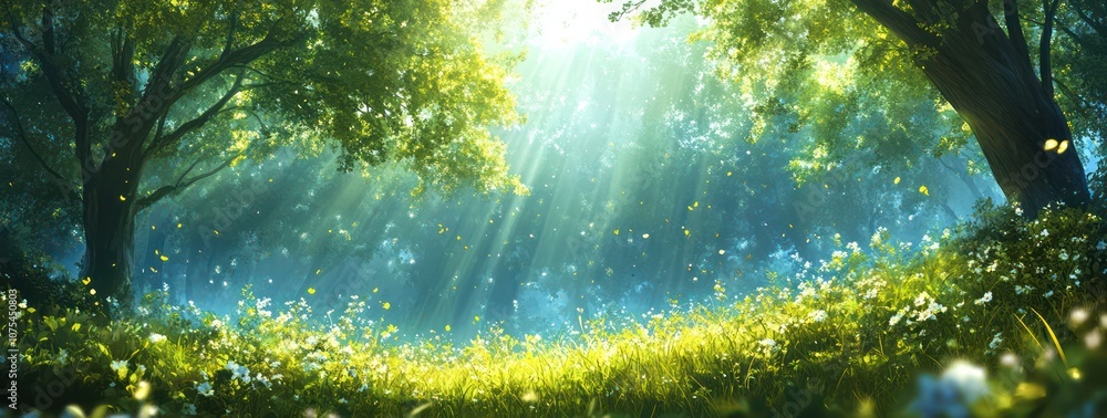 Poster refreshing nature background with soft blur effect