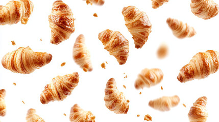 "Airborne Delight: Freshly Baked Croissant Floating in Mid-Air"