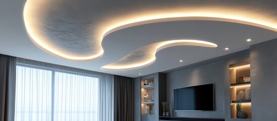 Ceiling spot installation process in apartment construction focusing on finishing touches and quality assurance