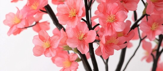 Close up of an artificial cherry blossom tree showcasing vibrant pink flowers ideal for home decor and event decoration