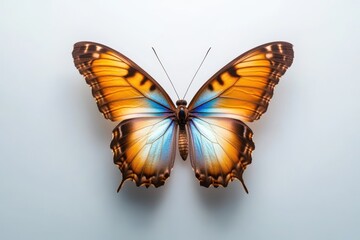 Naklejka premium a butterfly with orange and blue wings on a white background