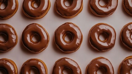 Chocolate Glazed Donuts. Aesthetic Sweet Treats on dark Background. Food photography of dessert.