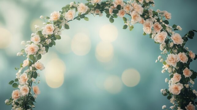 beautiful wedding arch with flowers in the garden. wedding card