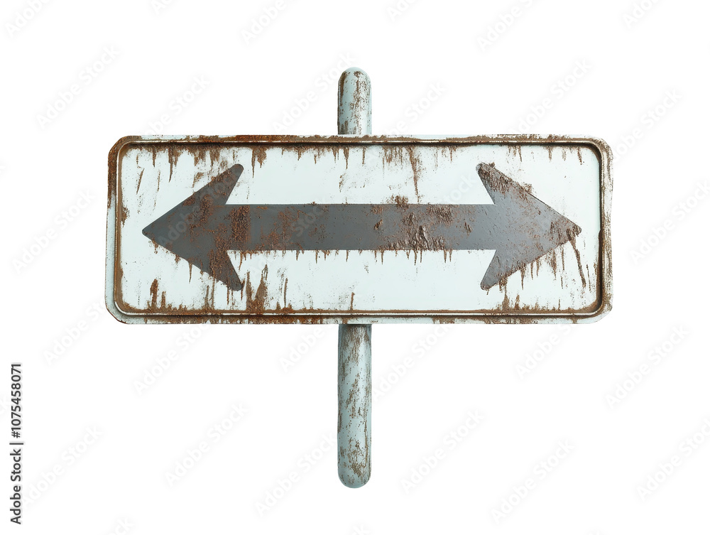 Poster a sign with two arrows pointing in opposite directions. transparent background